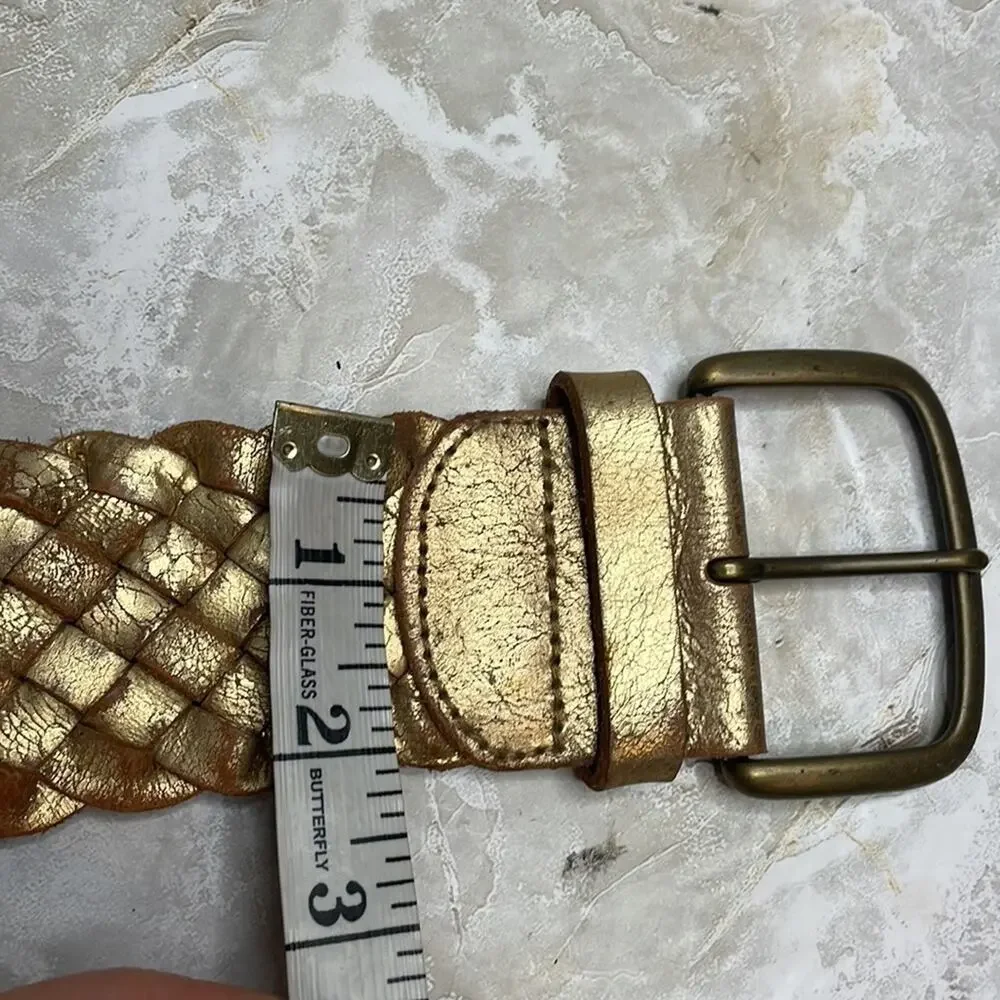 Vintage Y2K Fossil gold woven leather belt